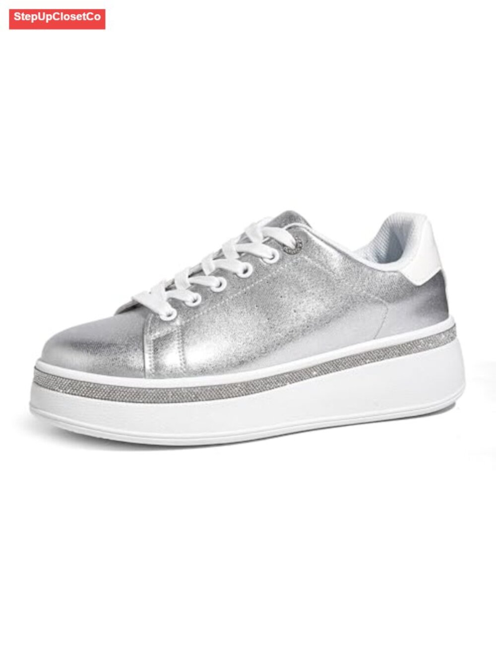 Women's Sparkly Platform Sneakers Glitter Rhinestone Streetwear